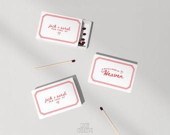Personalized Wedding Matchbox Favor Canva Template (Digital Download)