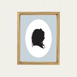 Custom GINGHAM Silhouette Portrait from Photo | Personalized Christmas Gift Silhouette Child&#39;s Portrait Blue Red Family Portrait Digital