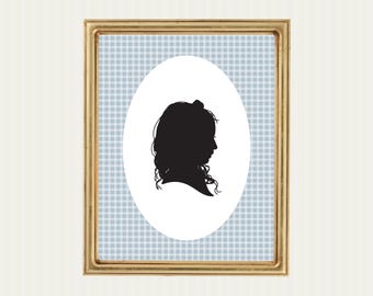 Custom Gingham Silhouette Portrait: Personalized Family Keepsake (Digital Download