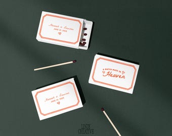 Personalized Wedding Matchbox Favor | A Match Made in Heaven Design (Digital File)