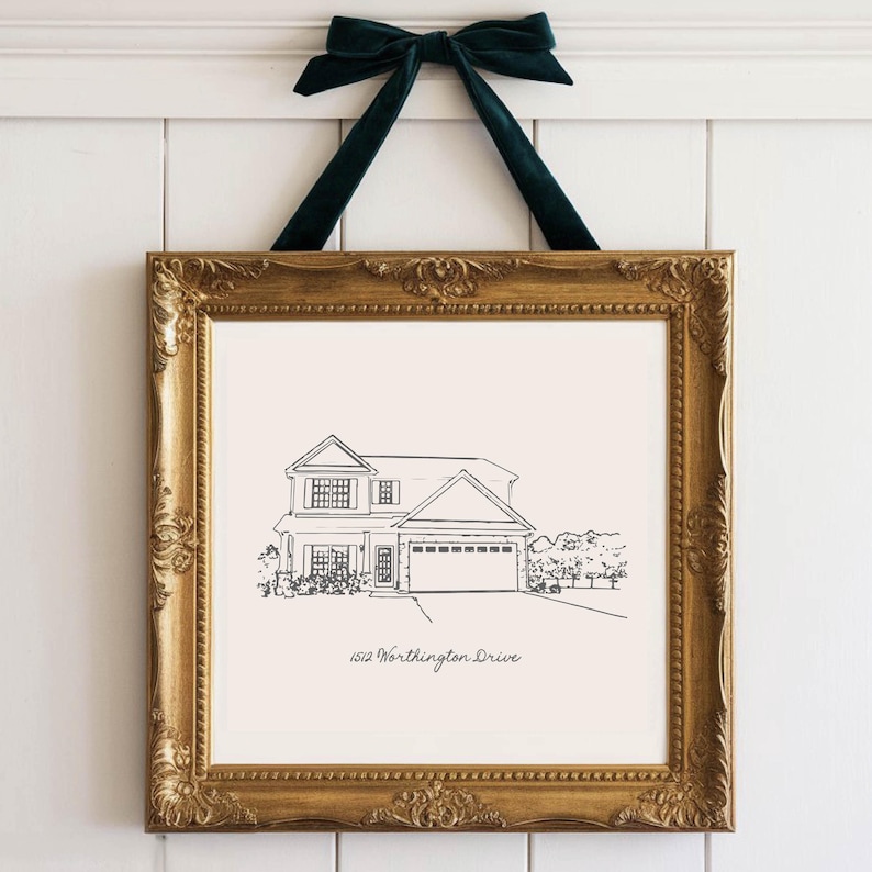 Custom Home Portrait | House Portrait | Hand-Drawn | Christmas Gift, New Homeowner, Home Decor, Gifts for Mom, First Home, Custom Home Gift