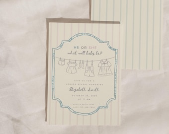 Baby Shower Bundle | Gender Reveal Invitation Set | He or She Party Games, Raffle, Baby Bingo, Menu & Signs | Editable Canva Templates
