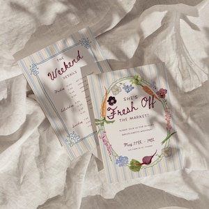 Farmers Market Bachelorette Invitation Bundle: Editable Canva Template (Digital Download