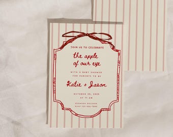 Apple of our Eye BUNDLE | Bushel Baby | Hand Drawn Baby Shower Invitation Set Editable Canva Template Sprinkle Baby Games Bingo This or That