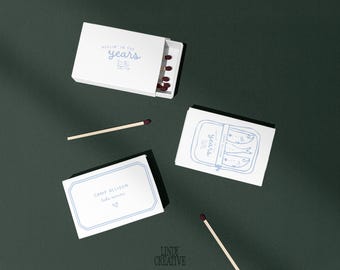 Szablon upominku Reelin in the Years Matchbox: pamiątka na imprezę DIY (Canva, edytowalna, cyfrowa wersja do pobrania)