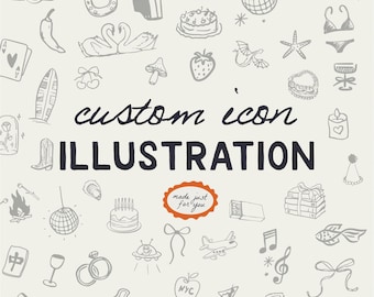 Hand-Drawn Custom Icon Illustration | Personalized Clipart (PNG, SVG)