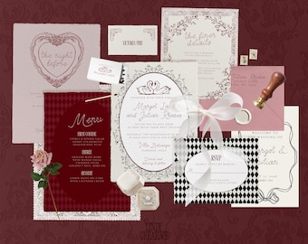 Swan Wedding Invitation Template Suite | Romantic Old Money Canva Download | Elegant Printable RSVP Menu Sign Bundle