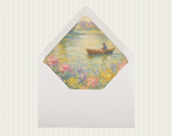 Romantic Boat Envelope Liner Template: DIY Wedding Invitation (Digital Download