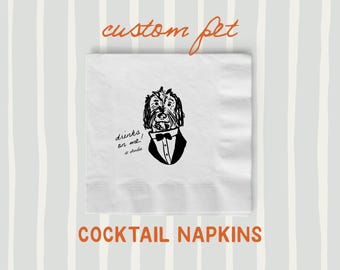 Custom Pet Portrait for Napkins: Hand-Drawn Cat, Dog, Horse (Digital File Only)