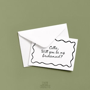 Bridesmaid Proposal Card: Wavy Edge Design, Editable Canva Template (Digital Download)