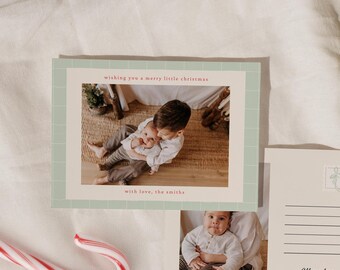 Modern Grid Christmas Photo Card | Canva Template (Digital Download)