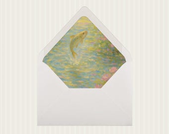 Botanical Garden Pond Envelope Liner Templates: DIY Wedding Invitations (PDF Download)