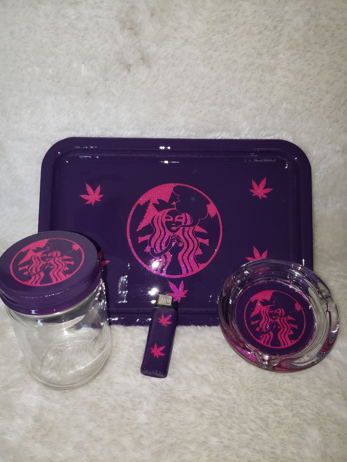 4 Piece Rolling Tray Kit Starbucks Stoner Rolling Tray Kit Etsy