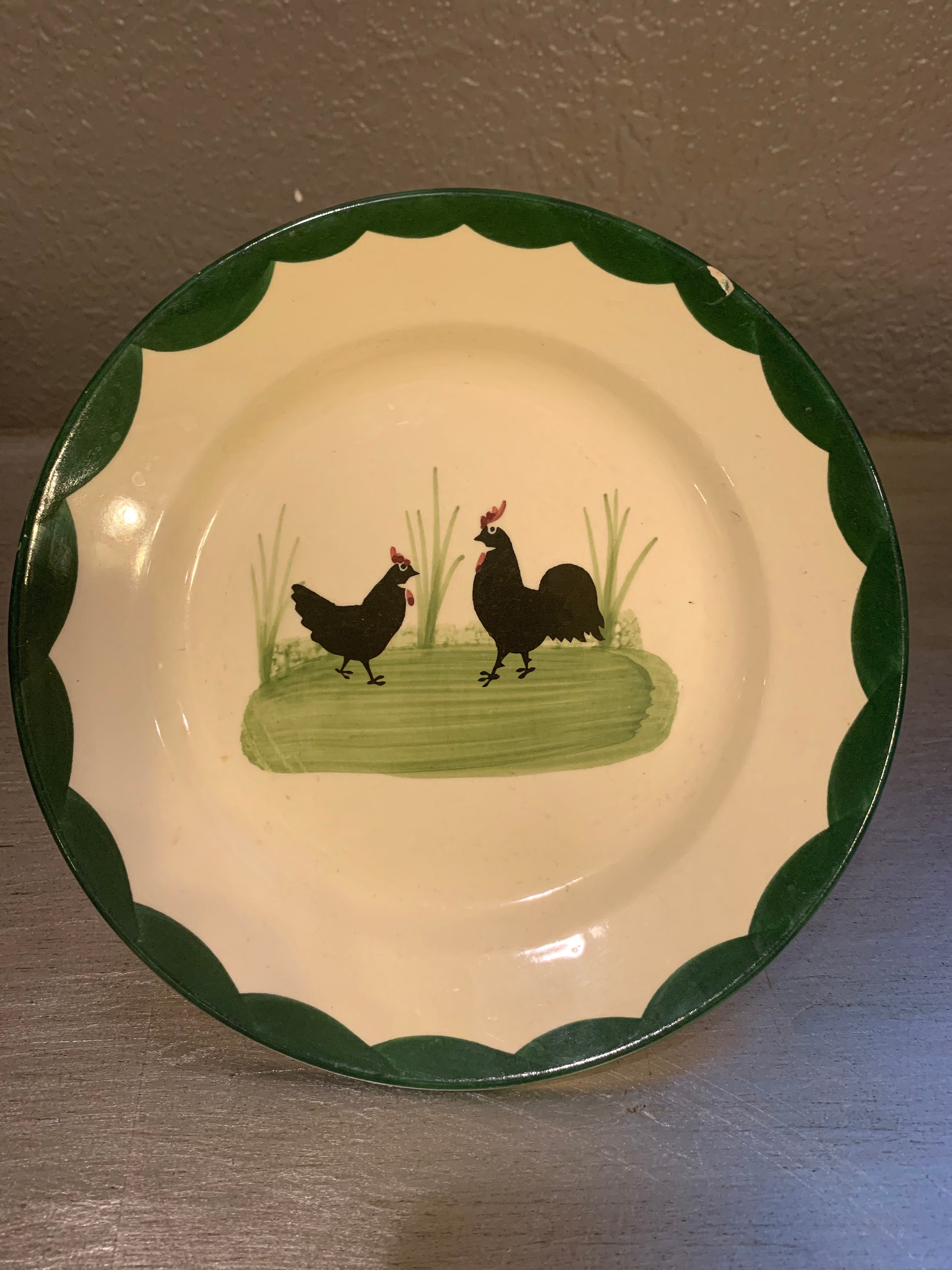 Vintage German Rooster Chicken Plate Etsy