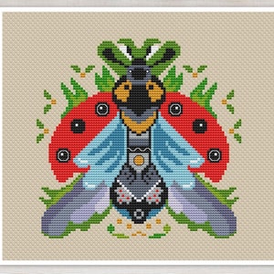 Cross Stitch Pattern Ukraine Art Ladybug Modern Pdf Instant Download