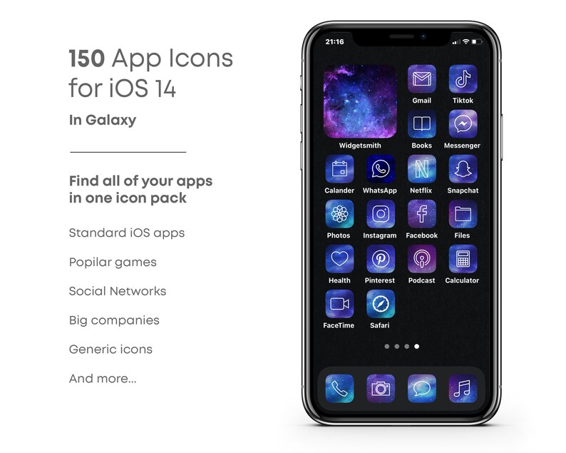 GALAXY 150 iOS 14 App Icons Multicolor Galaxy iOS ...