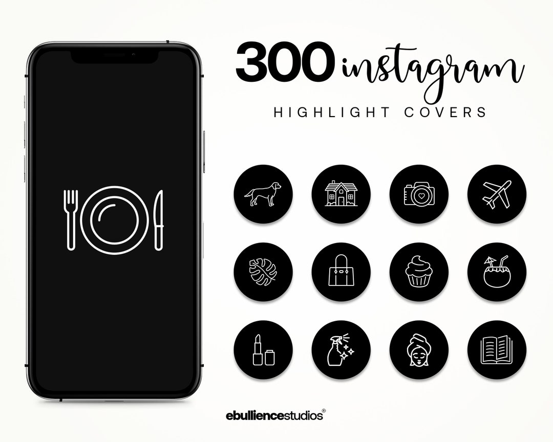 300 Instagram Highlight Covers Black and White Instagram Etsy