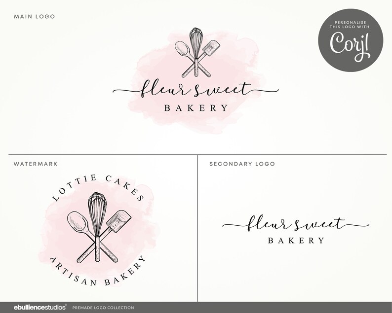 Watercolor Bakery Logo Vintage Bakery Logo Bakery Logo Etsy