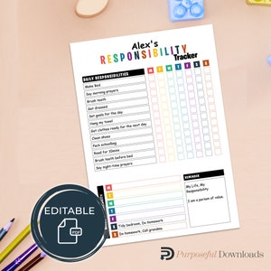 Responsibility Tracker for Kids [EDITABLE]
