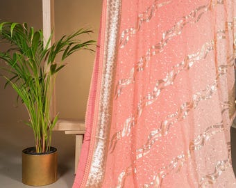 BLUSH PEACH SEQUIN embroidered saree