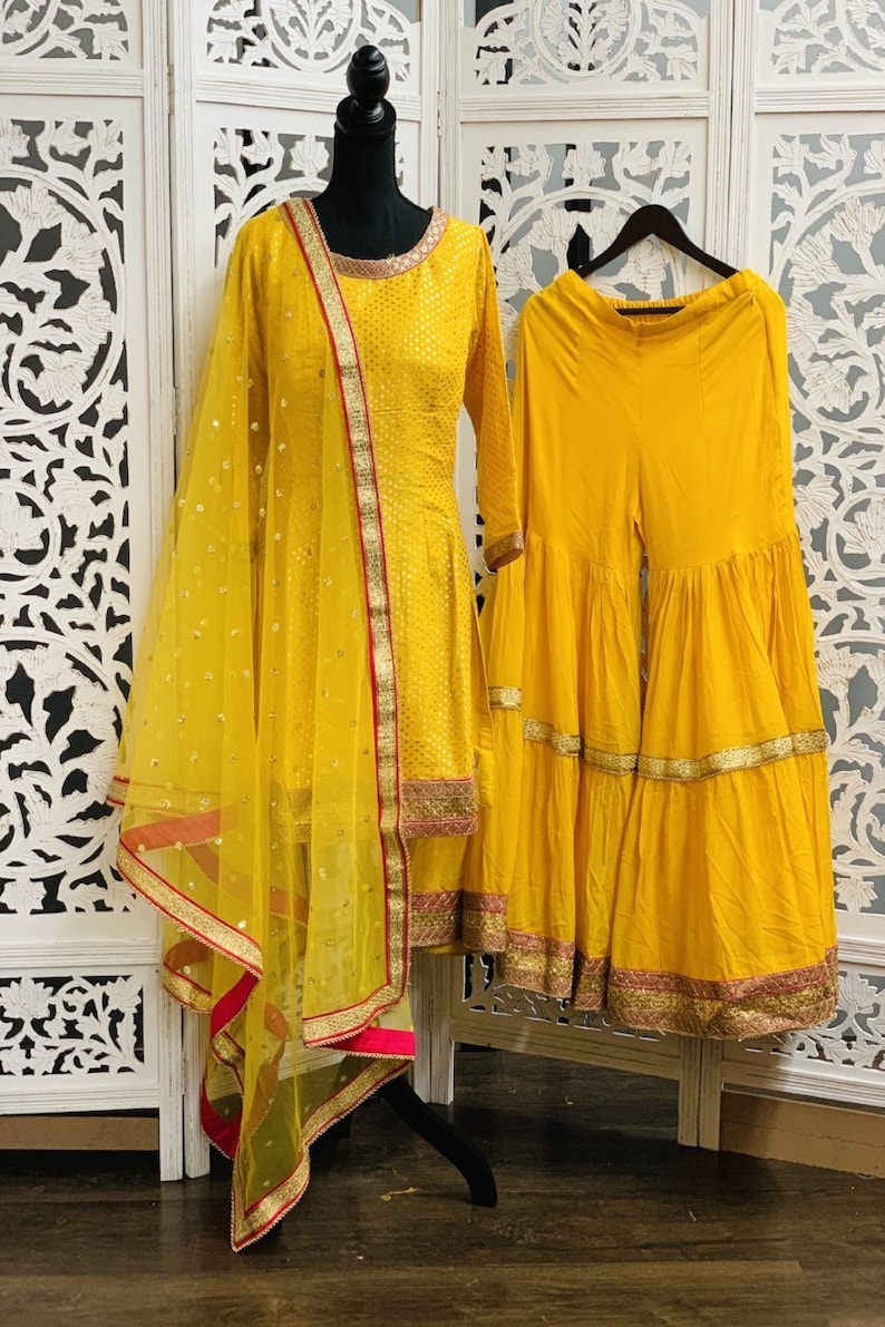 Yellow Gharara Suit | Etsy