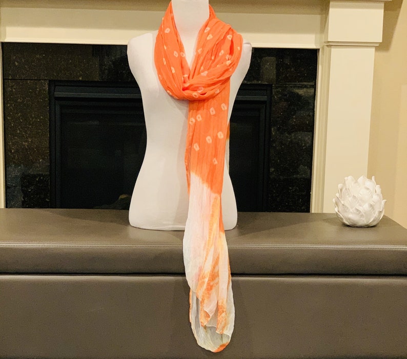 Orange and White Tie and Dye DupattaScarf