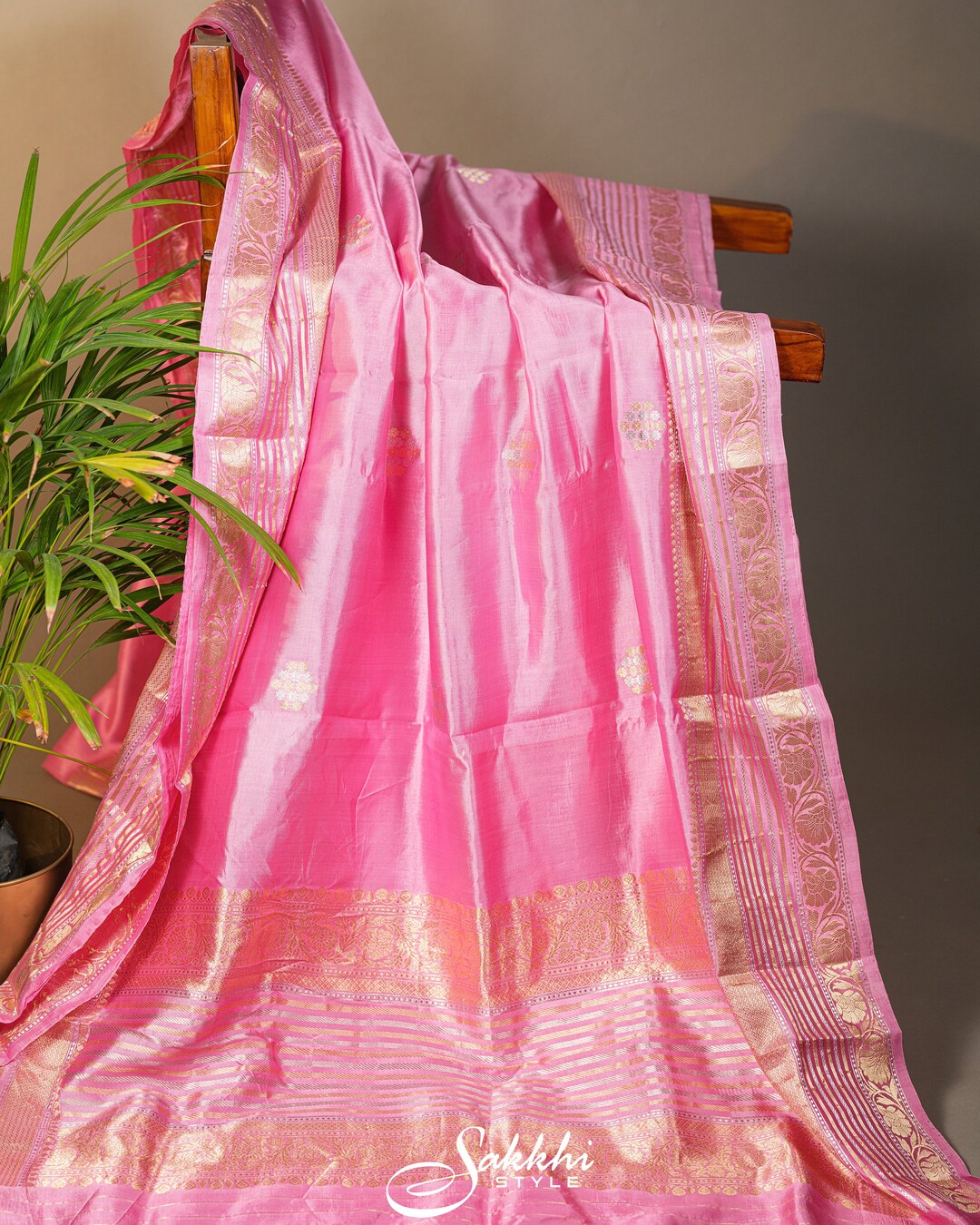 Powder Pink Raw Mango Banarasi Saree Etsy 