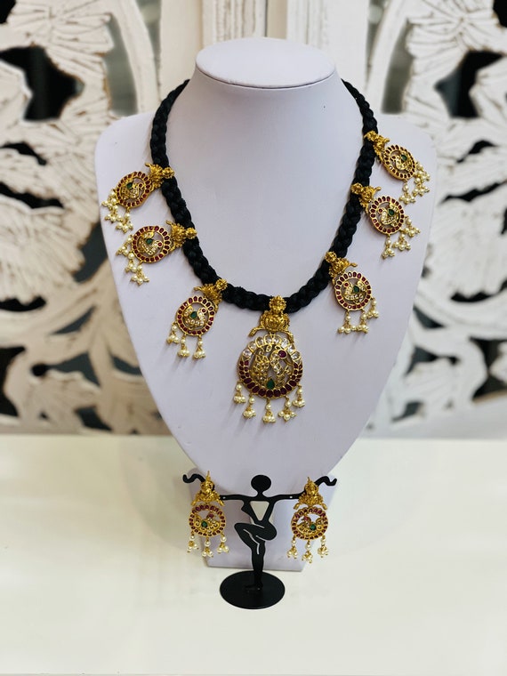 One gram gold black thread necklace deals