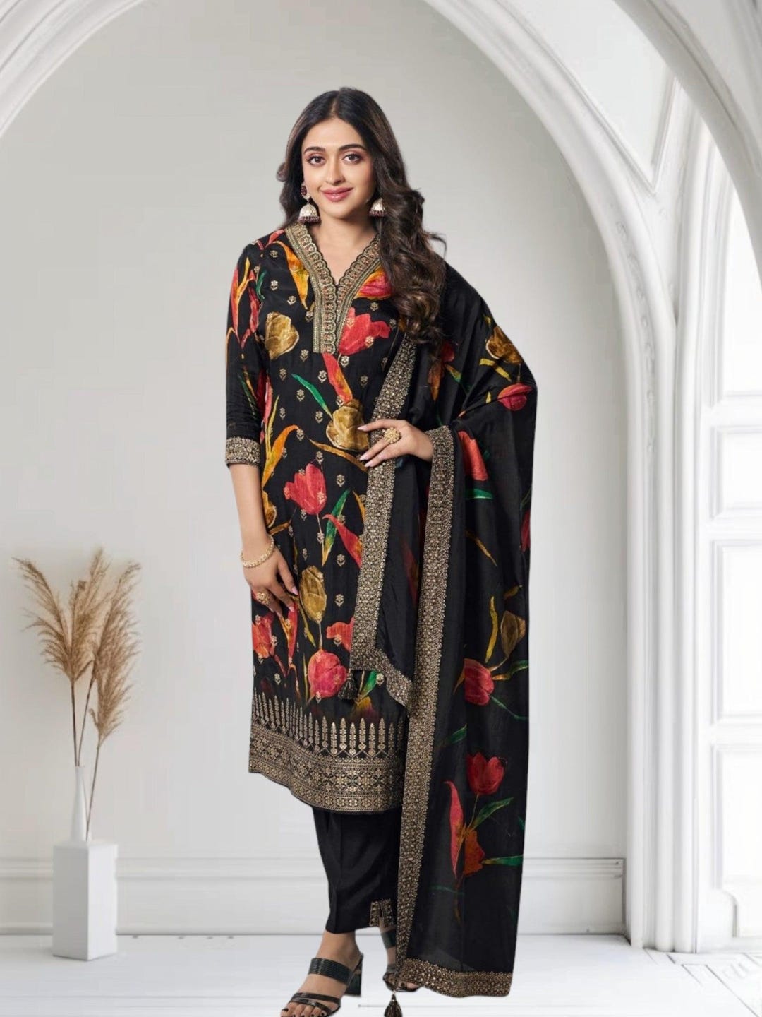 Black & Fawn Solid Woolen Salwar (Pack of 2)