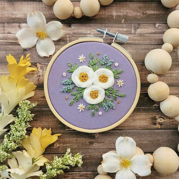 Mini Purple Floral Hoop // 3 inch Hoop // Embroidery // Cottagecore // Spring Decor // Mother's Day // Gift For Mom // Tiered Tray Styling