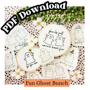 Fun Ghost Bunch Pattern // PDF Pattern // Hand Embroidery // Stitching // Stick & Stitch // Halloween // Summerween // Boo Ghosts // Funny