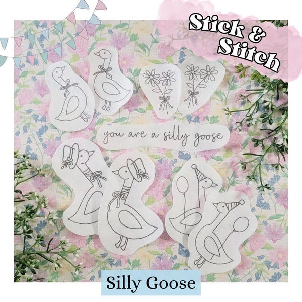 Silly Goose Stick & Stitch Embroidery Patterns // Goose Decor // Spring // Stitching // DIY // Cottagecore // Country Chic