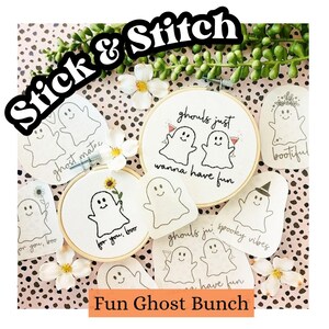 Fun Ghost Bunch Stick & Stitch // Hand Embroidery // Stitching // Halloween // Summerween // Fall Decor // Boo Ghosts