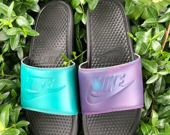 dark purple nike slides