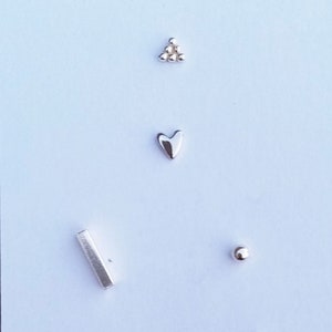 Combi 4 Pendientes Tiny de Plata 925, Set compuesto de 4 Pendientes Minimalistas en Plata de Ley con distintos motivos, Pendientes de Plata