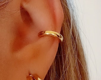 Cartilage Conch Ear Cuff Earrings Gold Hoop 1 Band, Ear Cuff Fake Piercing Earrings, Modern Minimalist Earrings Gift for Women