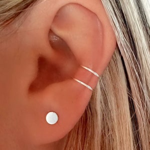 Pendientes cartilago plata 925 minimalistas Dos Lineas Ear Cuff sin agujero Piercing Falso Conch Regalo de Navidad, regalo para mujer