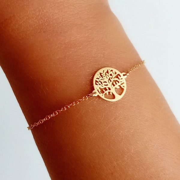 Bracelet en or arbre de vie, bracelet pour femmes avec le bracelet amulette arbre de vie pour offrir un bracelet de protection bijoux minimalistes