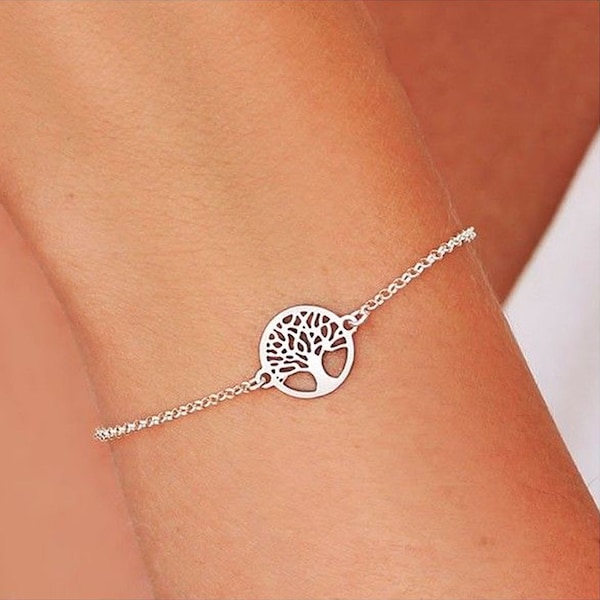 Bracelet Arbre de Vie en Argent Sterling 925, Bracelet pour Femme avec l'Arbre de Vie, Bracelet Amulette à Cadeau, Bracelet Argent 925