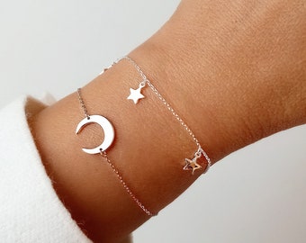 Moon Bracelet 925 Sterling Silver, Women's Bracelet with Crescent Moon, Moon Phase Bracelet  Gift, 925 Silver Bracelet