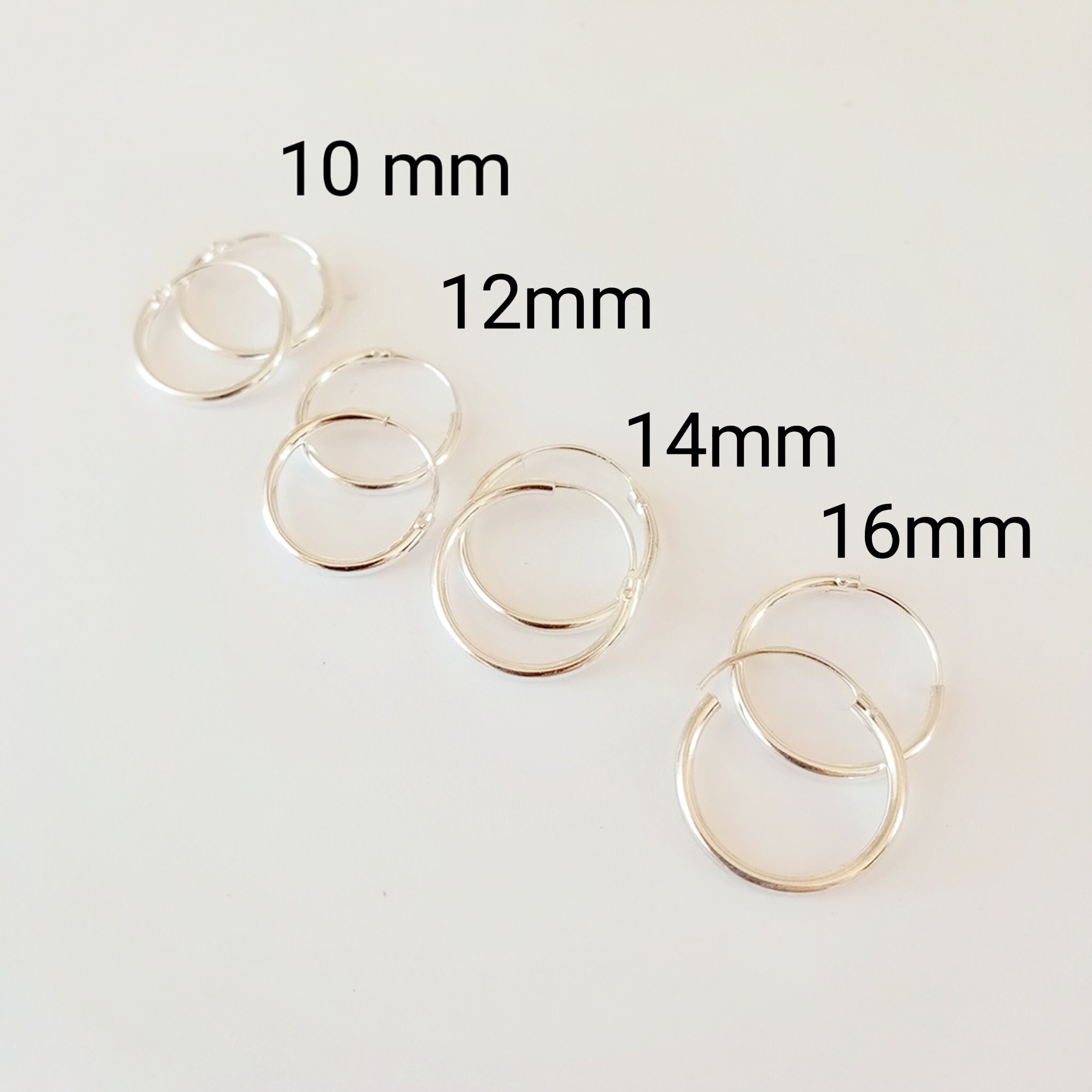 Simple Hoop Earrings Sterling Silver 925 Thickness 1.2 Mm