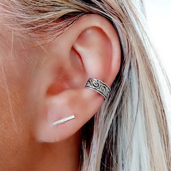 Manchette d'oreille pour oreille sans trou - Boucles d'oreilles cartilage non perçantes - Piercing EarCuff en argent sterling 925