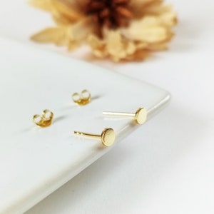 Silver DOT Earrings with Gold Plating · Tiny Circle Studs ·  Small tiny earrings ideal to combine Mix & Match,