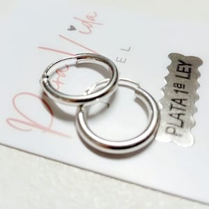 Orecchini a cerchio in argento piercing da uomo 16 mm x 2 mm, cerchi essenziali per uomini o donne, cerchio in argento sterling 925, piercing in argento da uomo 16 x 2 mm
