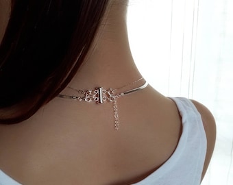 Clasp for TWO Necklaces  925 Sterling Silver, Height regulator for two necklaces Separator Layered spacer Multi clasp Detangle