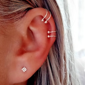 Pendientes Ear Cuff de Plata, Pendientes para el cartílago de la oreja sin necesidad de tener agujero, Pendientes de Plata Minimamistas