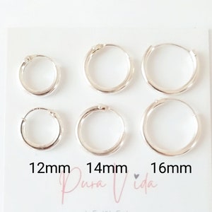 Pendientes de Aro Plata Hombre o Mujer  2mm de grosor, Par de Aros Imprescindibles Hombre, Aro Plata de Ley 925 Lisa, Piercing Plata Hombre