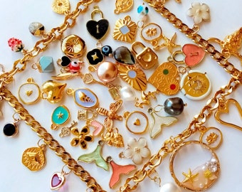 Créez votre propre bracelet en or, bracelet à breloques personnalisé, bracelet à breloques doré, bracelet à breloques personnalisé