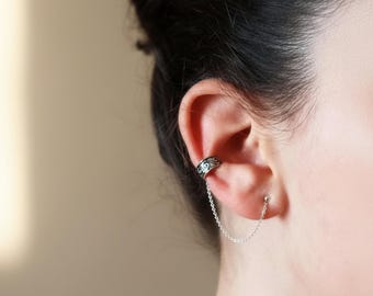 BodyJewelryOnline Orecchino Doppio Con Catena - Lobo E Cartilagine - 22G (0,7 Mm) In Acciaio Inossidabile, Stella Bianca - 2