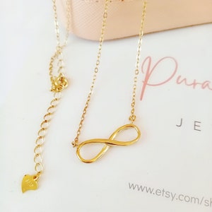 Infinity Necklace for Woman Gold 925 Sterling Silver, Dainty Layered Eternity Necklace,  Everyday Jewelry, Delicate Necklace